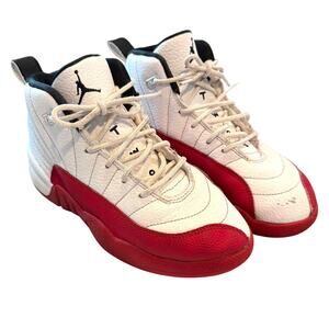 Nike Kids Boys Air Jordan 12 Retro Cherry Sneaker In White Black Size 2.5